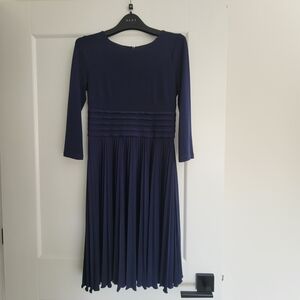 Elegant Navy Blue Pleated Dress